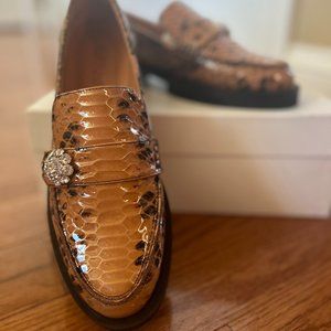 Ganni Brown Reptile Loafers